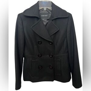 Nine West Black Buttoned Pea Coat